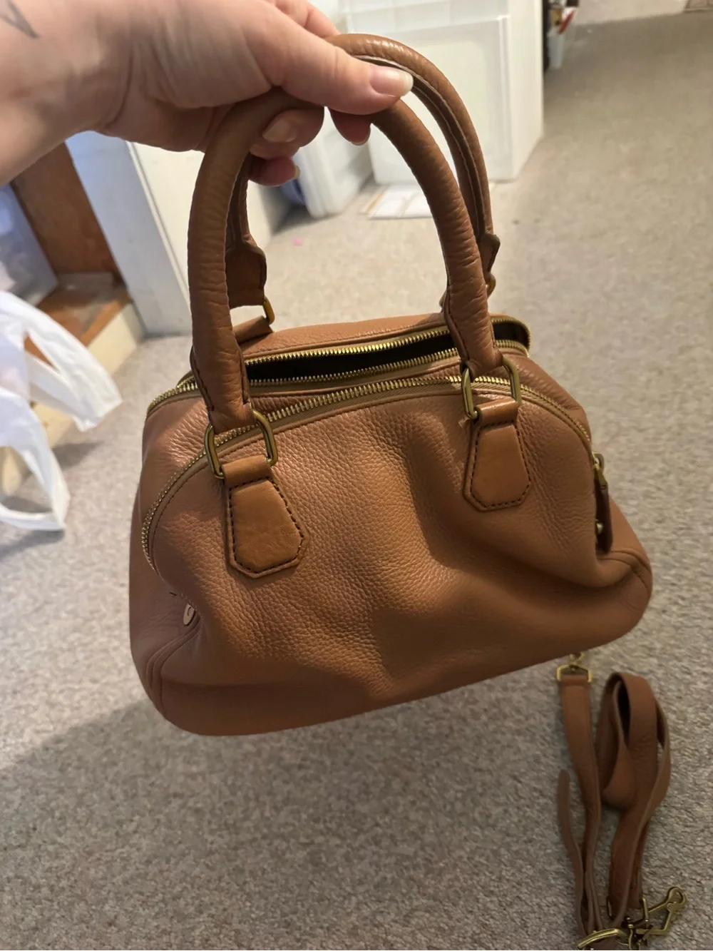 J.Crew pebbled leather tan purse